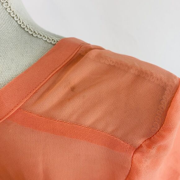 Silence + Noise Urban Outfitters Sheer Button Down Blouse Long Sleeve Peach XS - Picture 6 of 10